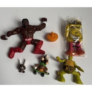 Set Of 6 Mix Figures WWE Kofi Kingston,Ninja Turtles,Sesame Street Bid Bird